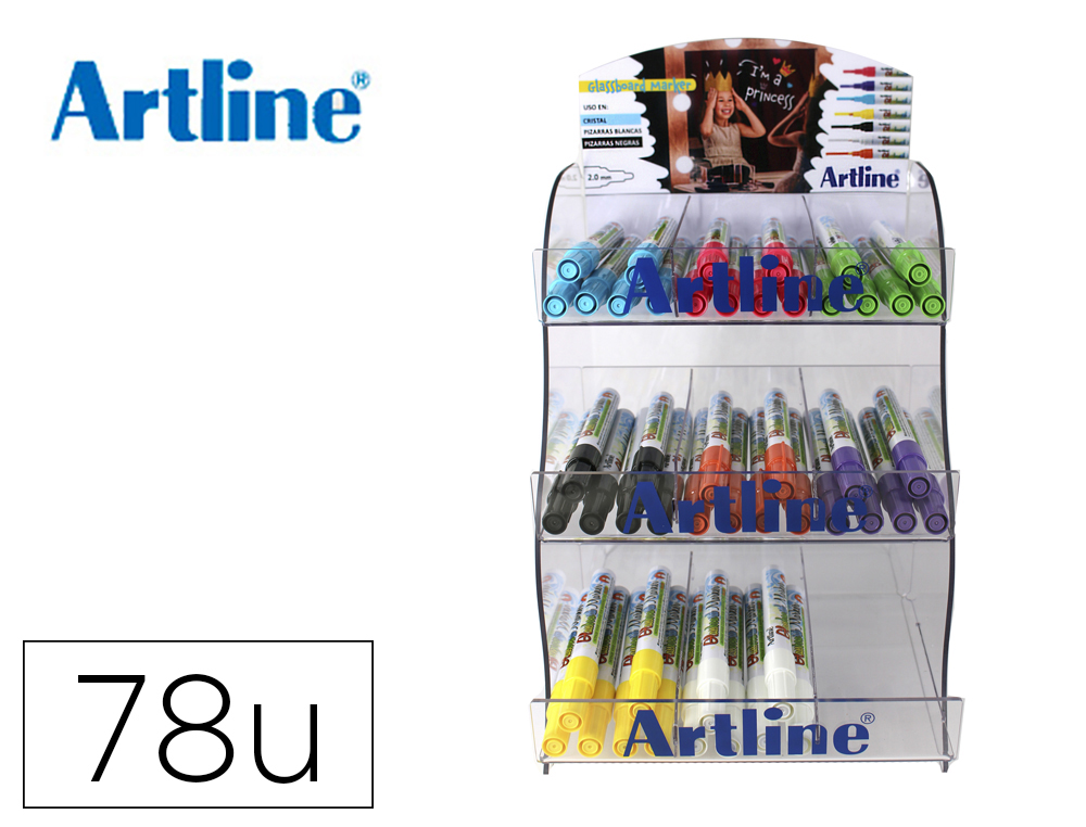 ROTULADOR ARTLINE PIZARRA EPD-4 OPAQUE INK BOARD PUNTA REDONDA 2 MM EXPOSITOR DE 78 UNIDADES COLORES SURTIDOS