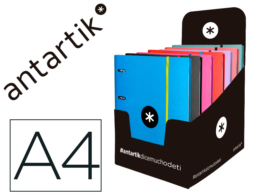 CARPETA CON RECAMBIO LIDERPAPEL ANTARTIK A4 CUADRO 5MM FORRADA 4 ANILLAS 40MM RECONDAS COLORES SURTIDOS