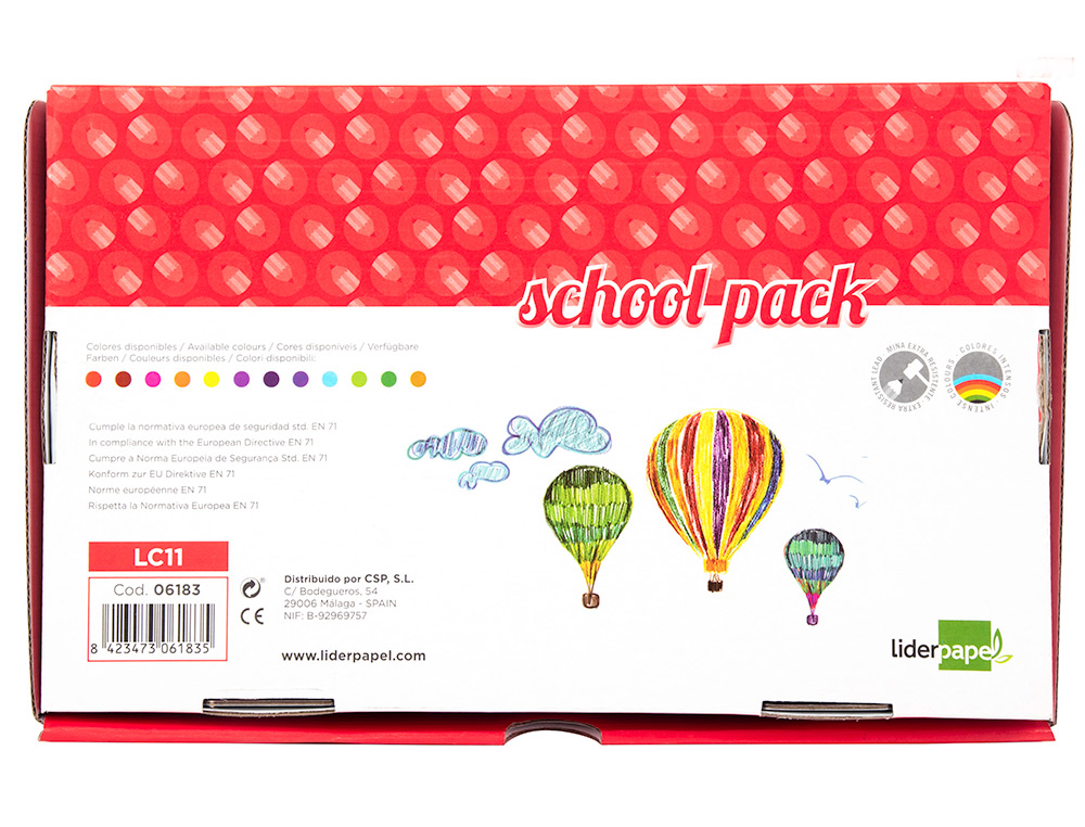 LAPICES DE COLORES LIDERPAPEL SCHOOL PACK DE 144 UNIDADES 12 COLORES X 12 UNIDADES