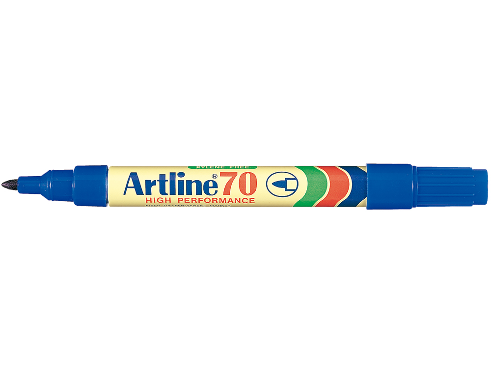 ROTULADOR ARTLINE MARCADOR PERMANENTE EK-70 AZUL PUNTA REDONDA 1.5 MM PAPEL METAL Y CRISTAL