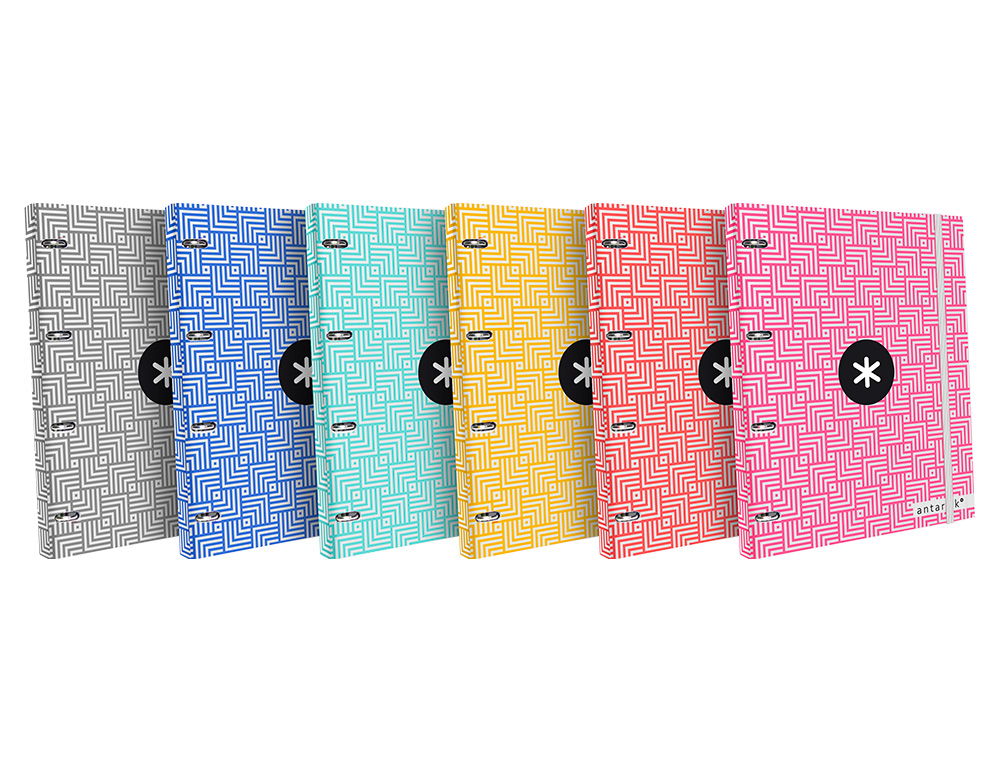 CARPETA LIDERPAPEL ANTARTIK CON RECAMBIO A4 CUADRO 5 MM FORRADA 4 ANILLAS 25 MM TRENDING TOPIC COLORES