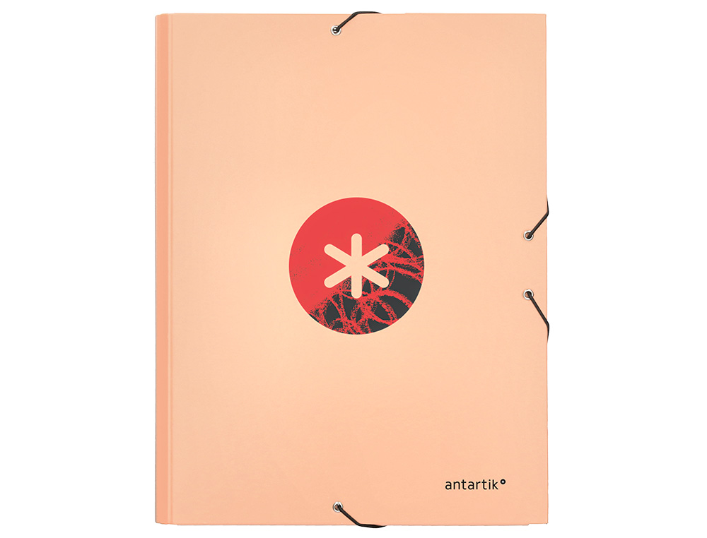 CARPETA LIDERPAPEL ANTARTIK GOMAS A4 3 SOLAPAS CARTON FORRADO TRENDING COLOR CORAL