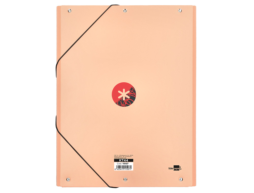 CARPETA LIDERPAPEL ANTARTIK GOMAS A4 3 SOLAPAS CARTON FORRADO TRENDING COLOR CORAL