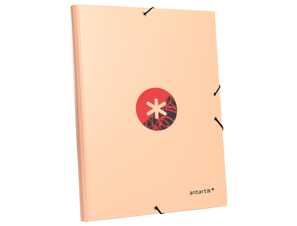 CARPETA LIDERPAPEL ANTARTIK GOMAS A4 3 SOLAPAS CARTON FORRADO TRENDING COLOR CORAL