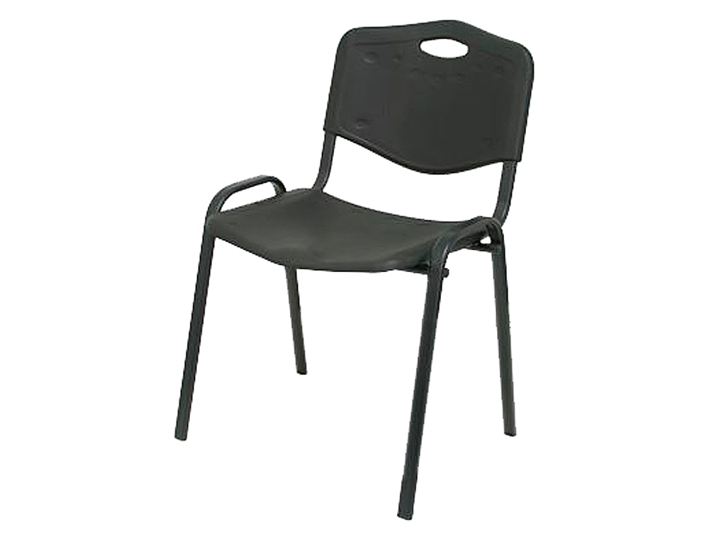 SILLA APILABLE PYC ESTRUCTURA METAL ASIENTO RESPALDO PVC ERGONOMICA 810X480MMX420 MM COLOR NEGRO