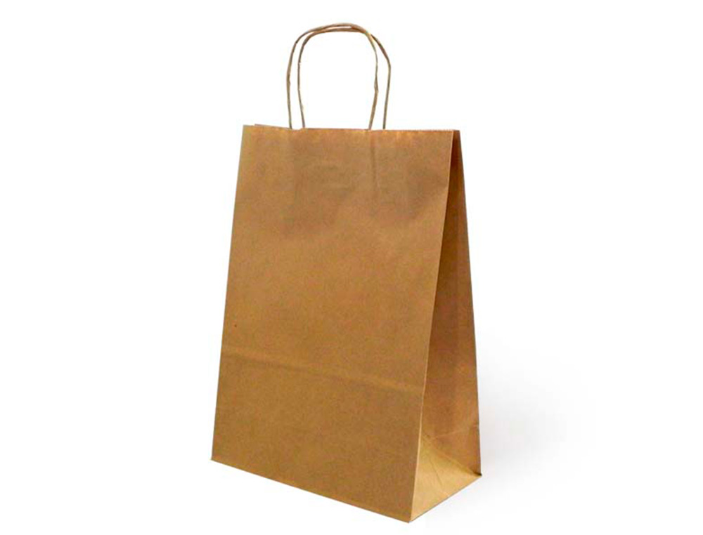 BOLSA KRAFT BASIKA NATURAL RECICLADO 90 GR ASA RETORCIDA TAMAO 