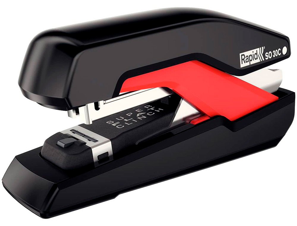 GRAPADORA RAPID SO30C PLASTICO NEGRO/ROJO CAPACIDAD 30 HOJAS USA GRAPAS OMNIPRESS 30