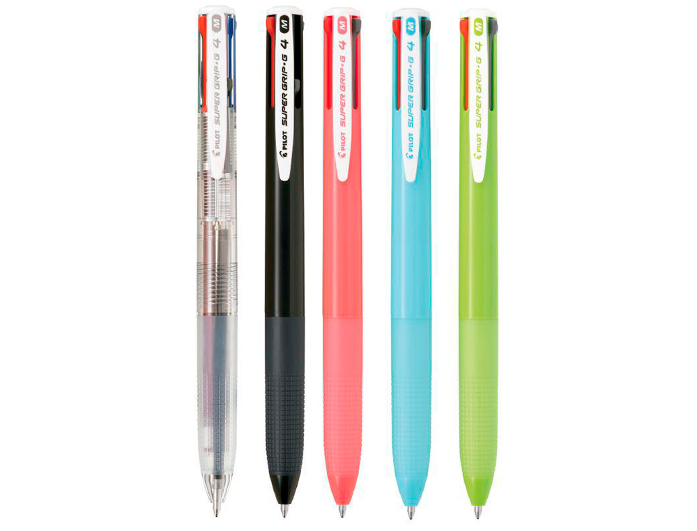 BOLIGRAFO PILOT SUPER GRIP G 4 COLORES RETRACTIL SUJECION DE CAUCHO TINTA BASE DE ACEITE CUERPO COLOR VERDE