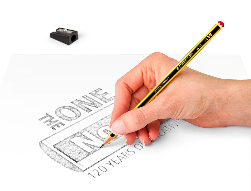 LAPICES DE GRAFITO STAEDTLER NORIS N.2 HB BLISTER PROMOCIONAL 120 ANIVERSARIO DE12 UDS + AFILALAPIZ + GOMA