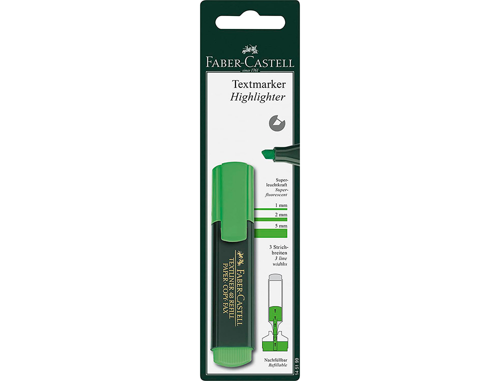 ROTULADOR FABER CASTELL FLUORESCENTE TEXTLINER 48 VERDE BLISTER DE 1 UNIDAD
