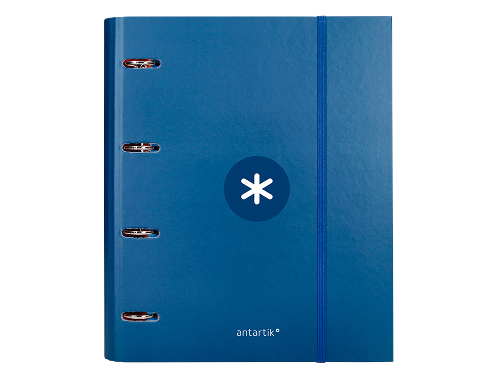 CARPETA CON RECAMBIO ANTARTIK A4 CUADRO 5MM FORRADA 4 ANILLAS 40MM REDONDAS CON SOLAPA COLOR AZUL MARINO