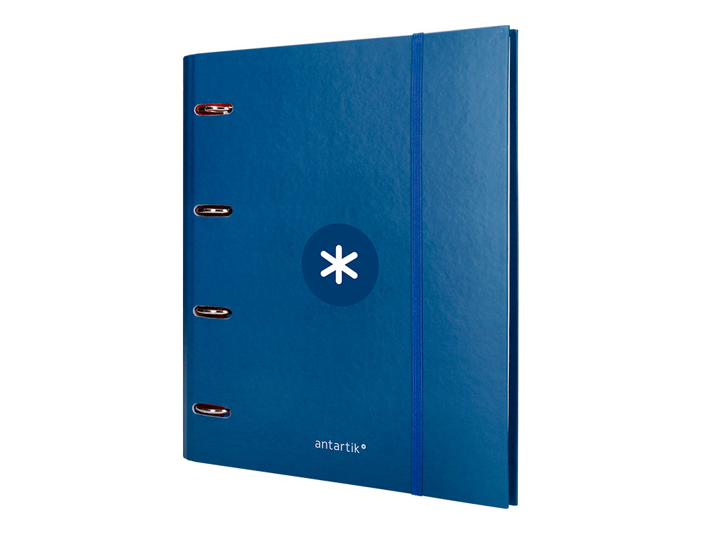 CARPETA CON RECAMBIO ANTARTIK A4 CUADRO 5MM FORRADA 4 ANILLAS 40MM REDONDAS CON SOLAPA COLOR AZUL MARINO