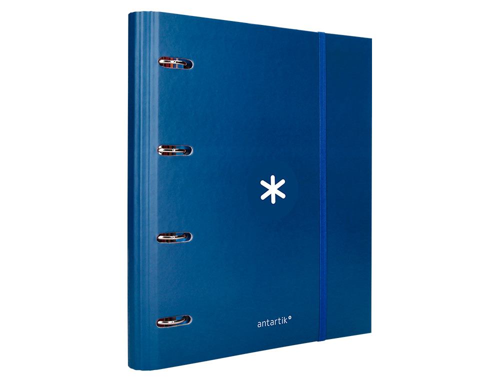 CARPETA CON RECAMBIO ANTARTIK A4 CUADRO 5MM FORRADA 4 ANILLAS 40MM REDONDAS CON SOLAPA COLOR AZUL MARINO