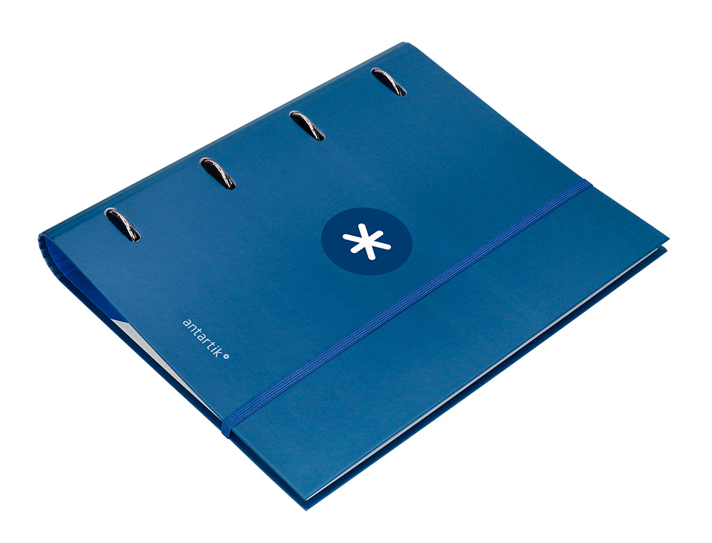 CARPETA CON RECAMBIO ANTARTIK A4 CUADRO 5MM FORRADA 4 ANILLAS 40MM REDONDAS CON SOLAPA COLOR AZUL MARINO