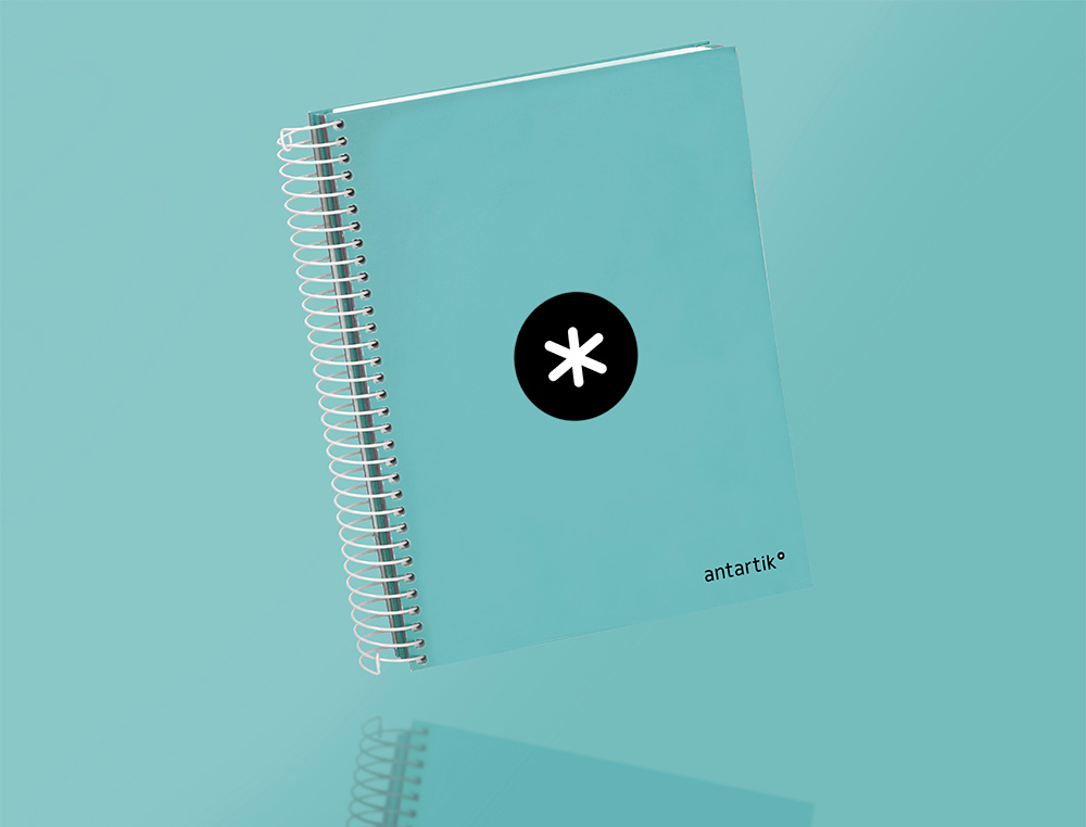 CUADERNO ESPIRAL A5 MICRO ANTARTIK TAPA FORRADA120H 90 GR LISO 5 BANDAS 6 TALADROS COLOR MENTA