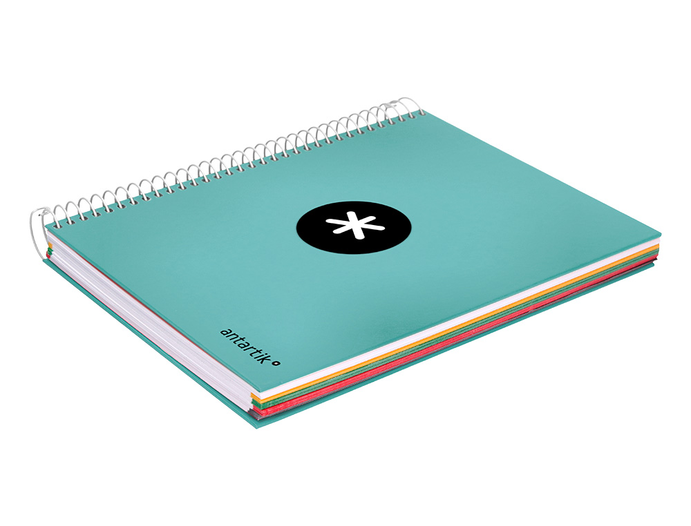 CUADERNO ESPIRAL A5 MICRO ANTARTIK TAPA FORRADA120H 90 GR LISO 5 BANDAS 6 TALADROS COLOR MENTA