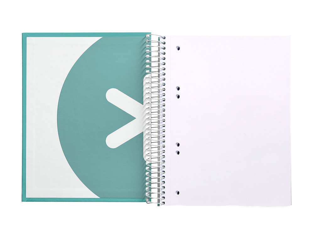 CUADERNO ESPIRAL A5 MICRO ANTARTIK TAPA FORRADA120H 90 GR LISO 5 BANDAS 6 TALADROS COLOR MENTA
