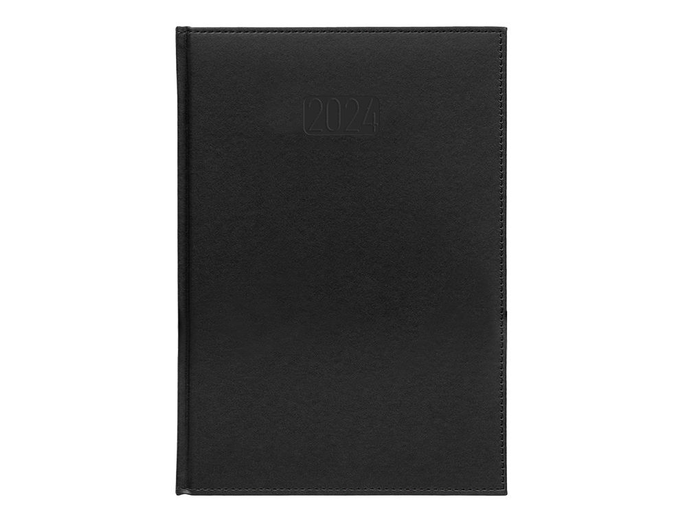 AGENDA ENCUADERNADA LIDERPAPEL CRETA 17X24 CM 2024 DIA PAGINA COLOR NEGRO PAPEL 70 GR