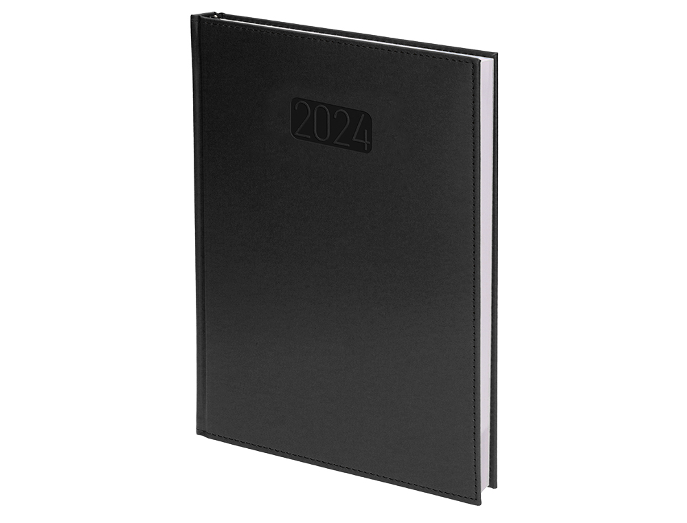 AGENDA ENCUADERNADA LIDERPAPEL CRETA 17X24 CM 2024 DIA PAGINA COLOR NEGRO PAPEL 70 GR