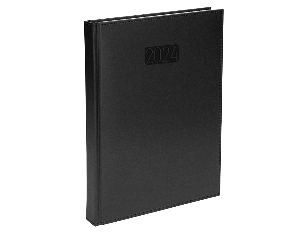 AGENDA ENCUADERNADA LIDERPAPEL CRETA 17X24 CM 2024 DIA PAGINA COLOR NEGRO PAPEL 70 GR