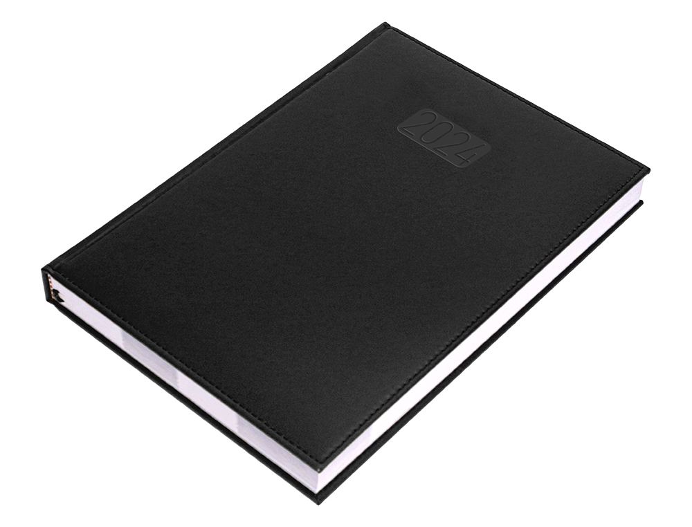 AGENDA ENCUADERNADA LIDERPAPEL CRETA 17X24 CM 2024 DIA PAGINA COLOR NEGRO PAPEL 70 GR