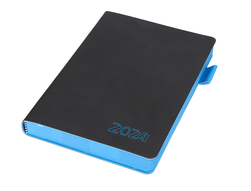 AGENDA ENCUADERNADA LIDERPAPEL SIFNOS A5 2024 DIA PAGINA COLOR AZUL PAPEL 70 GR