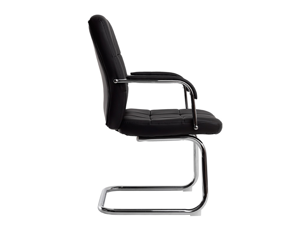 SILLA Q-CONNECT ESCRITORIO PIA VE SIMIL PIEL BASE METALICA ALT MAX 1050 ANC 610 PROF 680 COLOR NEGRO