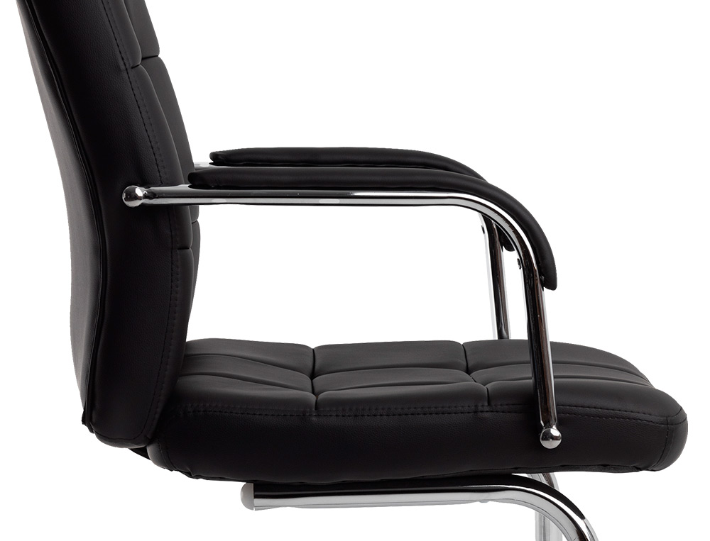 SILLA Q-CONNECT ESCRITORIO PIA VE SIMIL PIEL BASE METALICA ALT MAX 1050 ANC 610 PROF 680 COLOR NEGRO