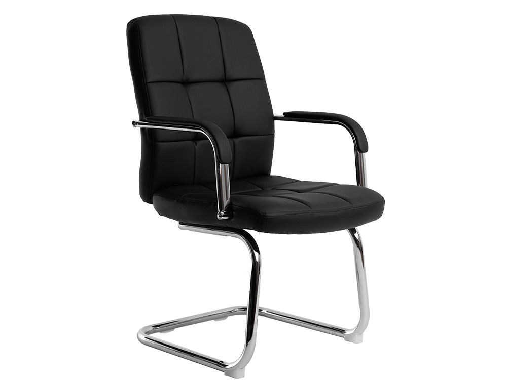 SILLA Q-CONNECT ESCRITORIO PIA VE SIMIL PIEL BASE METALICA ALT MAX 1050 ANC 610 PROF 680 COLOR NEGRO