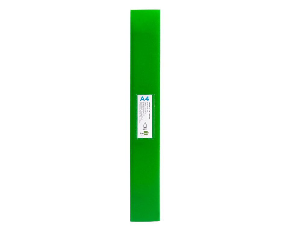 CARPETA LIDERPAPEL 4 ANILLAS 25 MM MIXTAS 43433 POLIPROPILENO DIN A4 VERDE TRANSLUCIDO