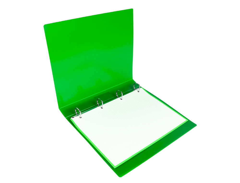 CARPETA LIDERPAPEL 4 ANILLAS 25 MM MIXTAS 43433 POLIPROPILENO DIN A4 VERDE TRANSLUCIDO