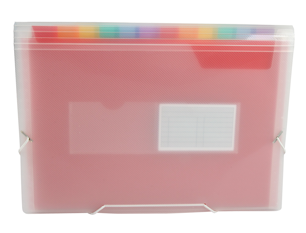 CARPETA LIDERPAPEL CLASIFICADOR FUELLE 42159 POLIPROPILENO A4 TTE 2 HUECOS TARJETAS SPECTRAFILE 13 DPTO