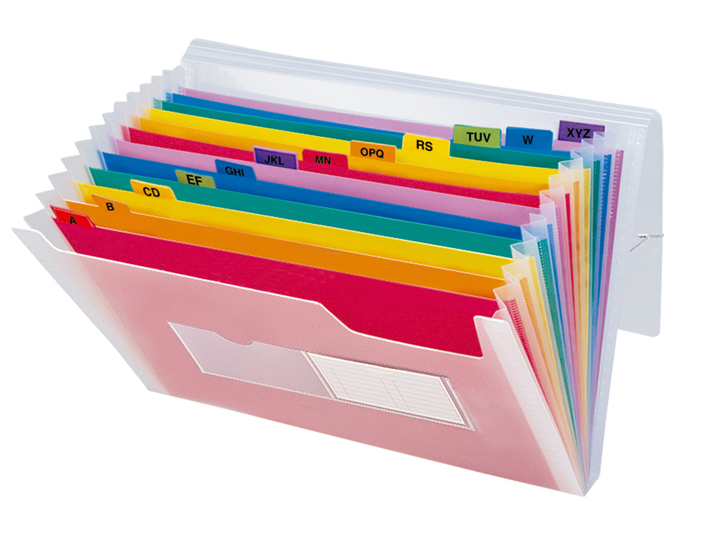 CARPETA LIDERPAPEL CLASIFICADOR FUELLE 42159 POLIPROPILENO A4 TTE 2 HUECOS TARJETAS SPECTRAFILE 13 DPTO
