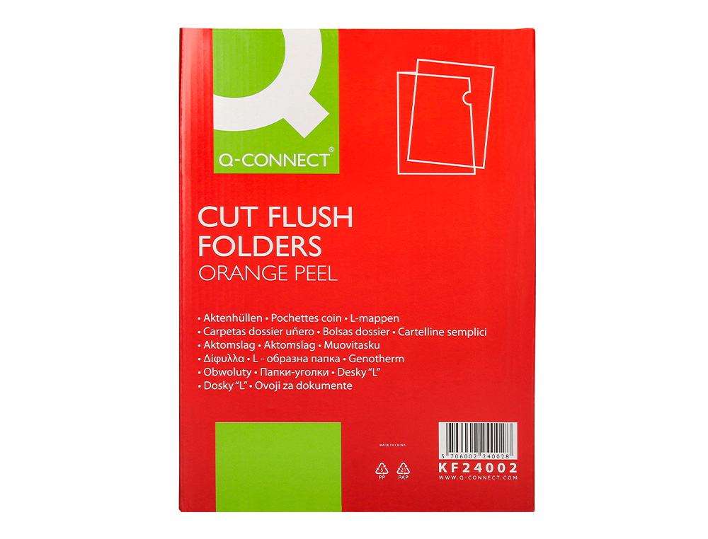 CARPETA DOSSIER UÑERO PLASTICO Q-CONNECT DIN A4 120 MICRAS TRANSPARENTE CAJA DE 100 UNIDADES