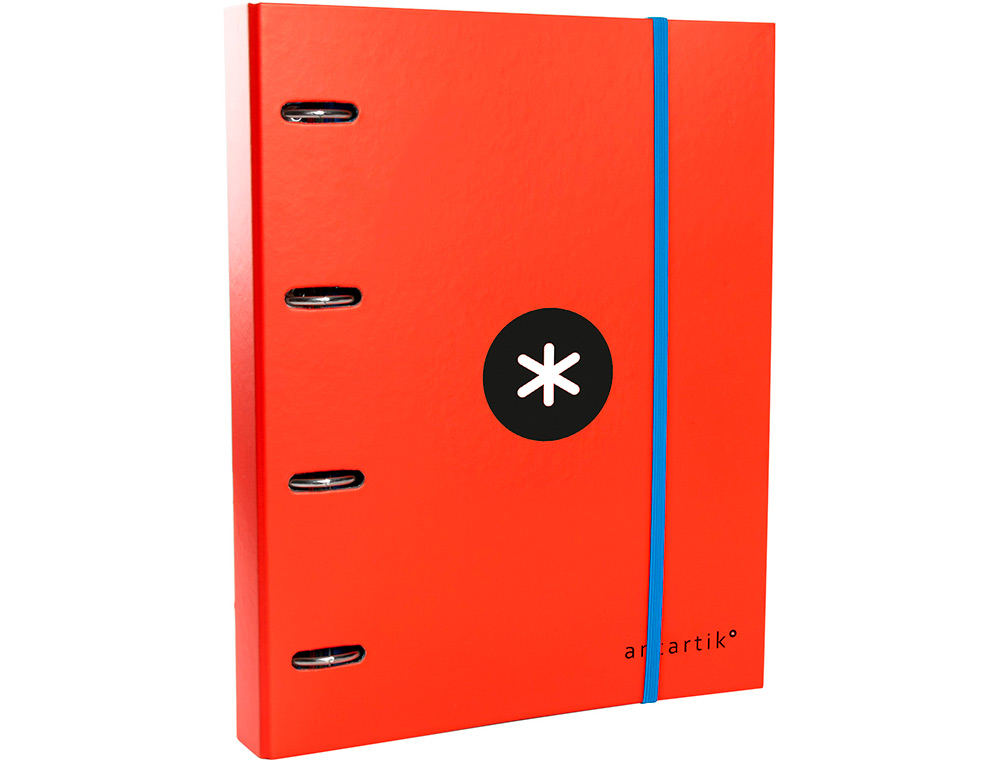 CARPETA CON RECAMBIO ANTARTIK A4 CUADRO 5MM FORRADA 4 ANILLAS 40MM REDONDAS CON SOLAPA COLOR ROJO