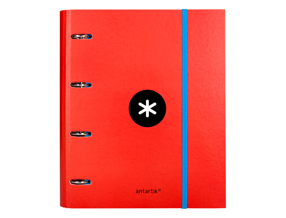 CARPETA CON RECAMBIO ANTARTIK A4 CUADRO 5MM FORRADA 4 ANILLAS 40MM REDONDAS CON SOLAPA COLOR ROJO
