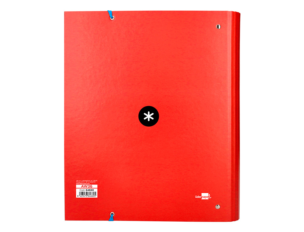 CARPETA CON RECAMBIO ANTARTIK A4 CUADRO 5MM FORRADA 4 ANILLAS 40MM REDONDAS CON SOLAPA COLOR ROJO
