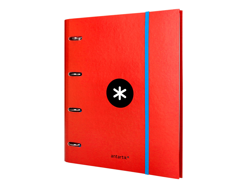 CARPETA CON RECAMBIO ANTARTIK A4 CUADRO 5MM FORRADA 4 ANILLAS 40MM REDONDAS CON SOLAPA COLOR ROJO