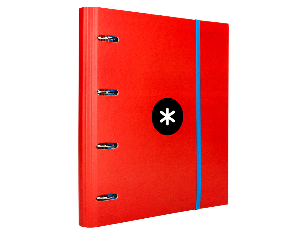 CARPETA CON RECAMBIO ANTARTIK A4 CUADRO 5MM FORRADA 4 ANILLAS 40MM REDONDAS CON SOLAPA COLOR ROJO