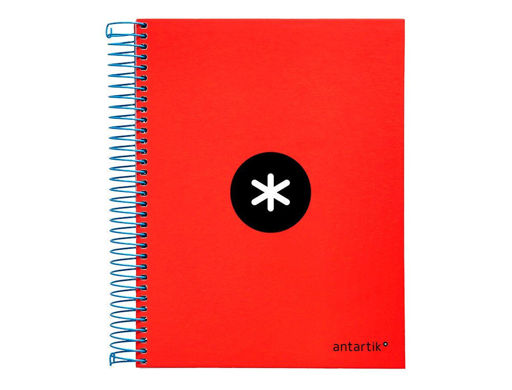 CUADERNO ESPIRAL A5 MICRO ANTARTIK TAPA FORRADA120H 90 GR CUADRO 5MM 5 BANDAS6 TALADROS COLOR ROJO
