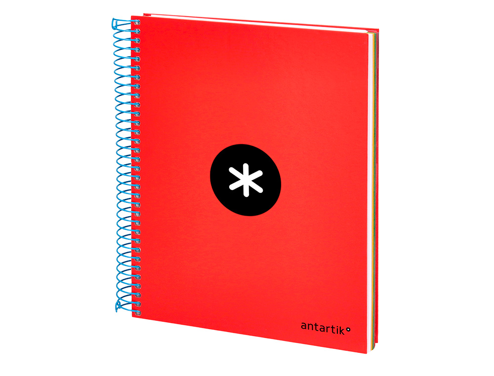 CUADERNO ESPIRAL A5 MICRO ANTARTIK TAPA FORRADA120H 90 GR CUADRO 5MM 5 BANDAS6 TALADROS COLOR ROJO