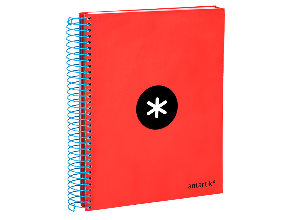 CUADERNO ESPIRAL A5 MICRO ANTARTIK TAPA FORRADA120H 90 GR CUADRO 5MM 5 BANDAS6 TALADROS COLOR ROJO