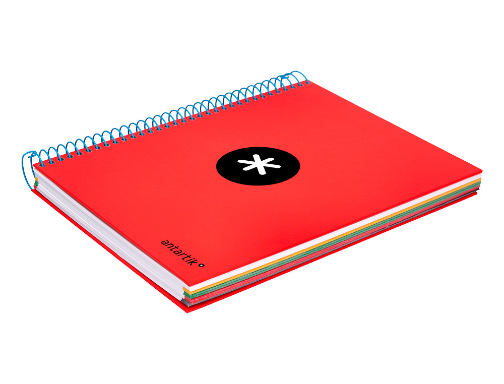 CUADERNO ESPIRAL A5 MICRO ANTARTIK TAPA FORRADA120H 90 GR CUADRO 5MM 5 BANDAS6 TALADROS COLOR ROJO