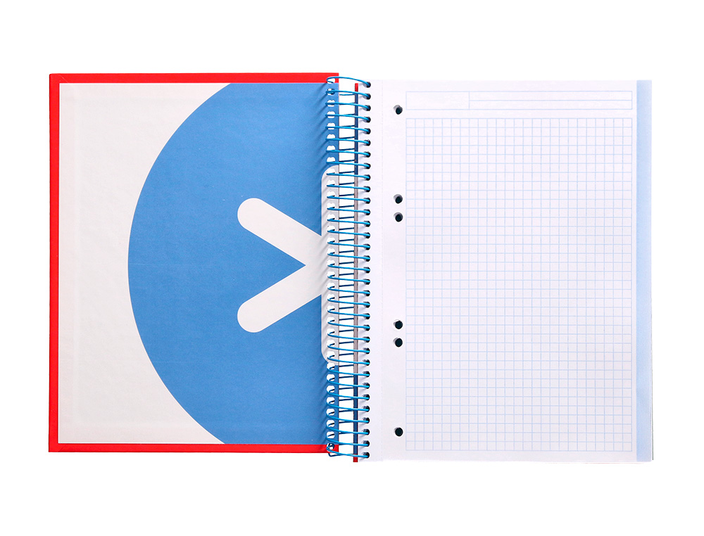 CUADERNO ESPIRAL A5 MICRO ANTARTIK TAPA FORRADA120H 90 GR CUADRO 5MM 5 BANDAS6 TALADROS COLOR ROJO