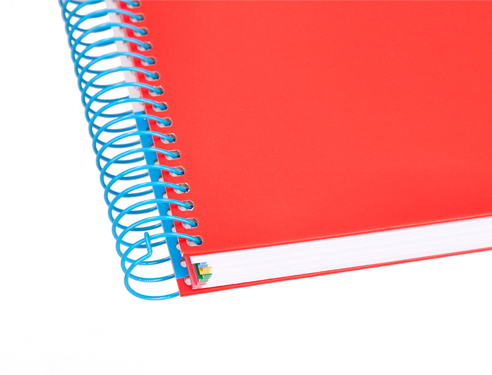 CUADERNO ESPIRAL A5 MICRO ANTARTIK TAPA FORRADA120H 90 GR CUADRO 5MM 5 BANDAS6 TALADROS COLOR ROJO