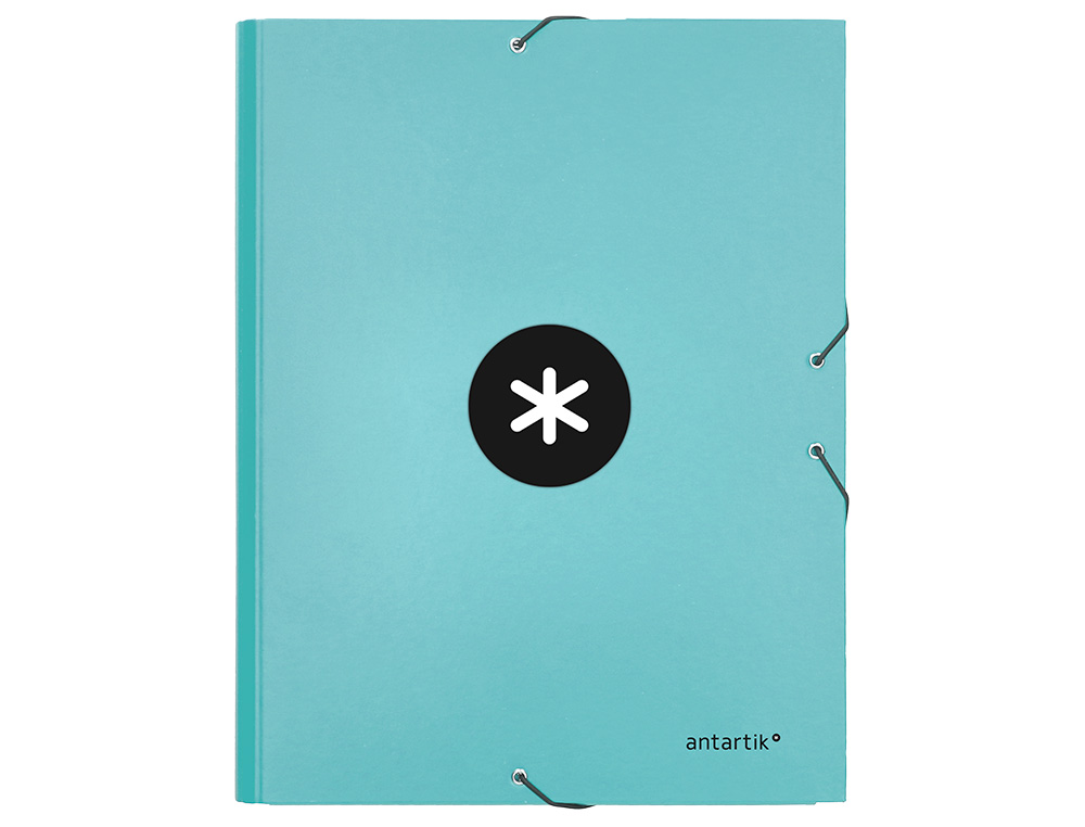CARPETA LIDERPAPEL ANTARTIK GOMAS A4 3 SOLAPAS CARTON FORRADO COLOR MENTA