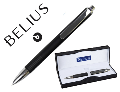 BOLIGRAFO BELIUS CHARLEROI NEGRO PUNTA 0,5 MM TINTA GEL AZUL EN ESTUCHE