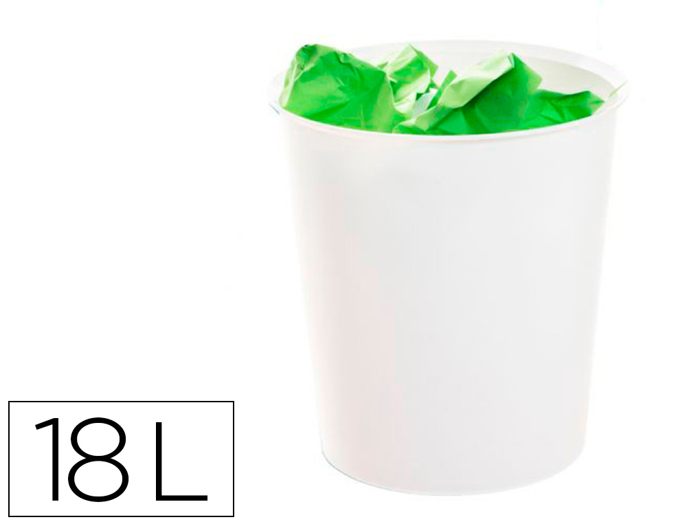 PAPELERA PLASTICO ARCHIVO 2000 ECOGREEN 100% RECICLADA 18 LITROS COLOR BLANCO PASTEL 290X310 MM