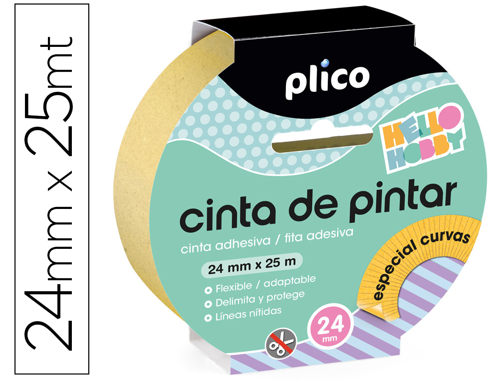 CINTA ADHESIVA PLICO PARA PINTOR ESPECIAL CURVAS 25 MT X 24 MM