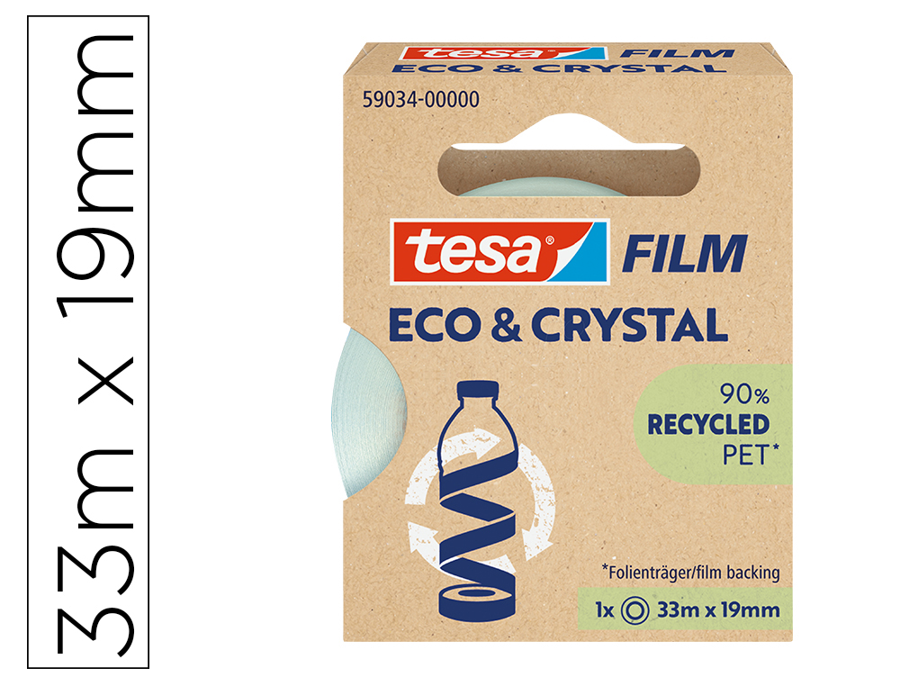 CINTA ADHESIVA TESA FILM ECO&CRISTAL TRANSPARENTE 33 MT X 19 MM